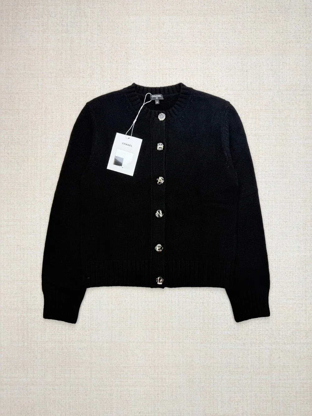 Chanel Black Button-Front Cashmere Cardigan